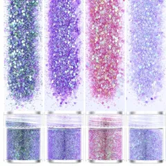 【迅速発送】SensaBliss グリッターラメ ネイル ネイルグリッタージェル 4色セット ネイルパーツ ラメグリッター ジュエリーパーツ スパンコール キラキラ 容器入り グリッター ネイルアート ラメパウダー ネイルパウダー オーロラ デコパーツ ケース