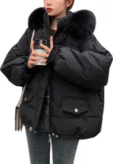 ダウンコート レディース ダウンジャケット アウター 中綿ジャケット ショート 防寒着 ファー付きフード 秋冬 ポケット ゆったり カジュアル 厚手