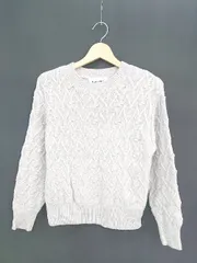 ◇ le coeur blanc ルクールブラン ウール混 デザインニット 長袖 セーター サイズ38 ライトグレー レディース P  【1406240007622】