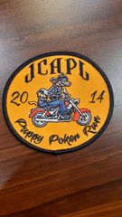 ヴィンテージワッペン puppy poker run パピーポーカーラン　オレンジ　犬　バイク　ビンテージワッペン　オレンジ