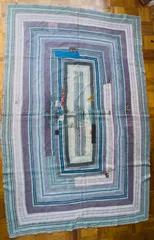 G080 グドゥリー マルチカバー マルチマット ラグ ヴィンテージ カンタ刺繍 ボロ インド ビンテージ BORO アンティーク シャビーシック ラリーキルト 手縫い 刺し子 ハンドメイド 刺子 絨毯 はぎれ 古布 マルチカラー