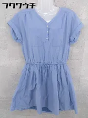 ◇ URBAN RESEARCH ROSSO シルク混 ハーフボタン 半袖 膝丈 ワンピース サイズFREE ブルー レディース 【中古】 【1002802416187】
