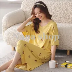 パジャマ レディース ワンピース ルームワンピース ミモレ丈 半袖 ゆったり ロング丈 ルームウェア 春夏 旅行用 ネグリジェ 春 夏 秋 母の日