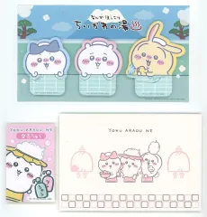 【中古】ノート・メモ帳 ちいかわ＆ハチワレ＆うさぎ ステーショナリー(付箋) 「一番くじ ちいかわ ～なんかほっこり ちいかわの湯～」 G賞