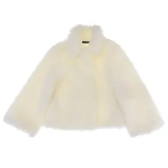 超美品 ヨーコチャン YOKO CHAN 2022年商品 YCC-322-187 バックパール飾り オーバーサイズ ファー ショート コート F 白のサムネイル
