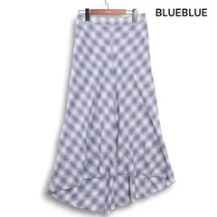 BLUEBLUE ブルーブルー ハリウッドランチマーケット 春夏★ ぼかしチェック ロング フレア スカート Sz.F レディース 日本製のサムネイル