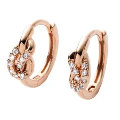 【ピンクゴールド×ピアス】[Cream dot. クリームドット公式] ピアス レディース  フープ 金属アレルギー ニッケルフリー 中折れ キャッチレス 開閉式 ビジュー ノット 結び目 小さめ 大人 