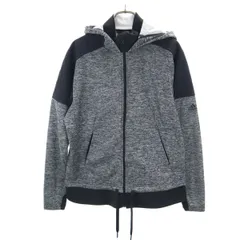 adidas アディダス 長袖 ジップパーカー OT グレー×黒 裏起毛 レディース 古着