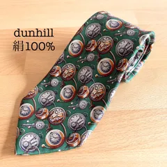 美品　dunhill　時計柄　シルクネクタイ　イタリア製　グリーン