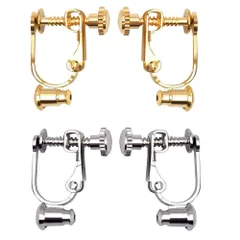 【在庫セール】ノンホールピアス ピアスをイヤリングに変えるパーツ ネジ式 2種4ペア) シルバー (ゴールド レディース レディース 2色セット イヤリング イヤリング イヤリングコンバーター