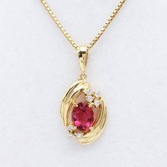 タサキ TASAKI 田崎真珠 K18 ピンクトルマリン ダイヤモンド ネックレス★仕上げ済美品★