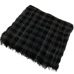 良品 KRIS VAN ASSCHE クリスヴァンアッシュ チェック柄 フリンジ 大判 ストール マフラー ブラック メンズ 古着 中古 USED