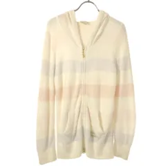 ジェラートピケ ボーダー 長袖 ふわモコ ルームウェア F ホワイト系 gelato pique ジップパーカー ジェラピケ レディース