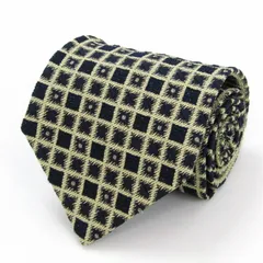 ゲス ブランド ネクタイ チェック柄 ドット シルク PO メンズ ネイビー Guess 【中古】のサムネイル