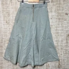 COQULE コクレ　レディース　デニムスカート　フレア　ミモレ丈　前ジップデザイン　ウエストゴム　ライトブルー　カジュアル　オシャレ　s191h109