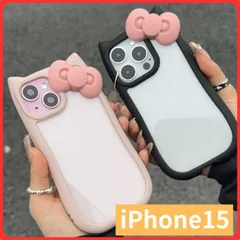 iPhone 15 スマホケース シリコン ケース カバー 猫 猫耳 リボン キティ 風