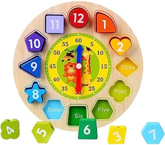 LOKIPA 木製時計 パズル ブロック マッチングゲーム モンテッソーリジグソーパズル ギフト用 形合わせ 時計遊び プレゼント ::66551