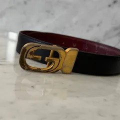 90s GUCCI グッチ ベルト 本革 レザー リバーシブル GG OLD vintage ブラック ワインレッド