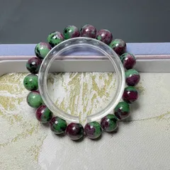 上品 EU製 ★ルビーインゾイサイト★パワーストーン ブレスレット 天然石A 原石 綺麗 高級 お守り ギフト 11.3-11.4mm ZB7961