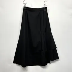 レディース スカート フレア 黒 L きれいめ ドレープ☆CTR-254☆