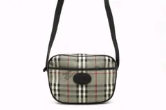 バーバリー ヴィンテージ ノバチェック ショルダーバッグ クロスボディ シャドーホース PVCレザー 灰色 グレー ブラック Burberrys 3004h
