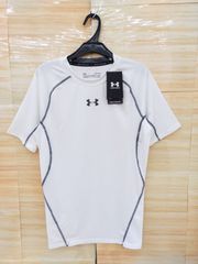 【未使用】【サイズは商品説明参照】[UNDER ARMOUR(アンダーアーマー)] コンプレッションシャツ 半袖 メンズ ベースレイヤー UA ヒートギア 1358547   ホワイト   表記サイズLG  　Y-747