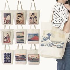 トートバッグ 9084 [Palette Pop パレットポップ] 浮世絵 錦絵 和風 和柄 富士山 江戸 美人画 名画 A4 帆布  肩掛け 男女兼用 メンズ レディース (0-9)