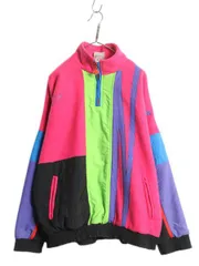 【お得なクーポン配布中!】 80s アディダス クレイジー パターン ハーフジップ ジャケット メンズ XL 古着 ヴィンテージ ADIDAS ナイロン フリース 切替 プルオーバー