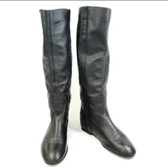 FABIO RUSCONI レザーロングブーツ フラットソール 高級 ブラック