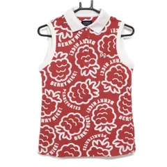 ★特価★【美品】パーリーゲイツ ノースリーブポロシャツ レッド×白 総柄 コットン100％  レディース 1(M) ゴルフウェア PEARLY GATES