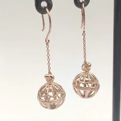 【美品】ボールデザインピアス　スイング　透かし　ローズゴールド　SILVER　シルバー925
