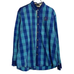 U.S.POLO ASSN. 長袖 チェックシャツ XL ブルー ライトブルー ユーエスポロアッスン ボタン ビッグサイズ 古着卸 アメリカ仕入 a701-5343