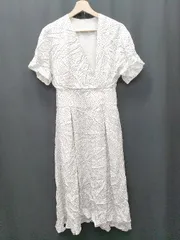 ◇ ◎⊂ BALLSEY ボールジィ ドット 水玉 半袖 膝下 ワンピース サイズ34 ホワイト レディース P  【1410230001323】