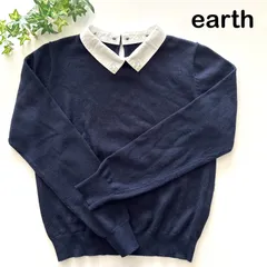 earth music&ecology　アース　ミュージックアンドエコロジー　襟付きニット　カラー付きニット　ビジュー付きニット　Sサイズ