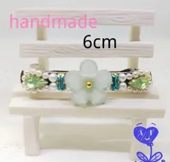 ★white flower バレッタ 6cm★商品番号A-441