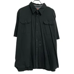 Wrangler 半袖 無地シャツ 2XL ブラック ラングラー ボタン ビッグサイズ 胸ポケット シンプル 古着卸 アメリカ仕入 a702-6510