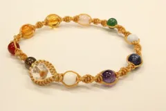 天然石　パワーストーン◆チャクラブレスレット　茶紐　 6mm玉