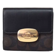 コーチ 財布 COACH コーティングキャンバス レザー シグネチャー スモール エライザ ロゴ ウォレット 二つ折り財布 ブラウン×ブラック CP255