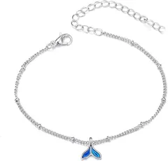 AREUM ホエールテール ブレスレット ブルー 上品 お洒落 ハワイアンジュエリー 幸運モチーフ ボールチェーン 夏 海 クジラ 人気アクセサリー