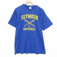 L/古着 ラッセル 半袖 ビンテージ Tシャツ メンズ 00s ベースボール クルーネック 青 ブルー 25aug08 中古