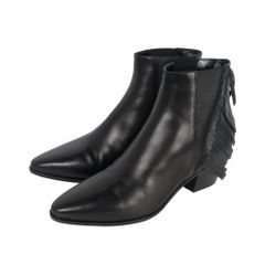 サンローラン パリ SAINT LAURENT PARIS フリンジ サイドゴアブーツ レザー 35.5 黒 ブラック 416468