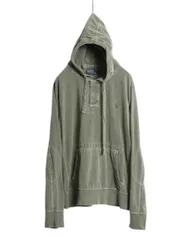 【お得なクーポン配布中!】 00s ポロ ラルフローレン ヘンリーネック 鹿の子 フード パーカー メンズ L / オールド プルオーバー ポロシャツ コットン ワンポイント 緑