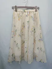 ◇ ⊂ 31 Sons de mode 花柄 膝下丈 フレア スカート サイズ36 クリームベージュ レディース E  【1503040003288】