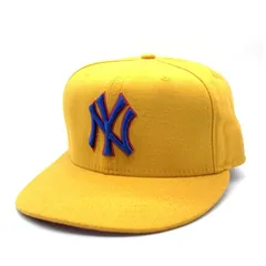 90's New Era ニューエラ MLB ニューヨーク・ヤンキース 59FIFTY ベースボールキャップ イエロー ウール USA製 Size 7 1/8 (56.8cm)