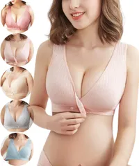 [Avan Knight] 授乳 ブラジャー マタニティ ノンワイヤー ナイトブラ 大きいサイズ クロス オープン 前開き 美乳 ママ 赤ちゃん 綿 無地 カシュクール サイズ 調整可能 AK043 (5色セット① Mサイズ) [5色セット① Mサイズ]