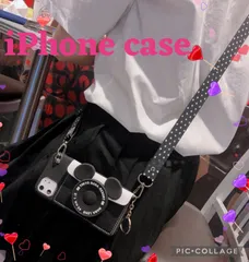 送料無料 ミッキー風カメラデザインショルダーケース iPhoneケース可愛い iPhone 17 iPhone 16 iPhone 15 iPhone 14 iPhone 13 iPhone 12 iPhone 16promax iPhone 15promax