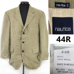NAUTICA/ノーティカ★100%ウール/テーラードジャケット/ブレザー【44R/メンズXL/ベージュ/千鳥柄】アウター/ブルゾン/Jacket/Jumper◆BJ097-eのサムネイル