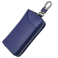 ネイビーブルー [Ａｅｍｉｃｉｏｎ] キーケース スマートキー 車キーケース メンズ キーホルダー 本革 レザー カーボンレザー ハイブリッドレザー 6連 ファスナー カード入れ付き 札入れ付き 多機能 大容量 コンパクト プレゼント