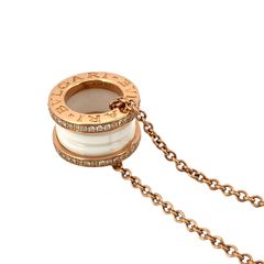 【鑑定済み】正規品 BVLGARI ブルガリ ネックレス B-zero1 750 PG ホワイトセラミック ビーゼロワン パヴェダイヤ K18PG