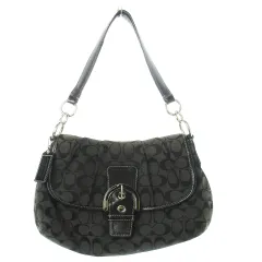 コーチ COACH ハンドバッグ ワンハンドル キャンバス シグネチャー バックルデザイン ロゴ 黒 ブラック F17093 /CK4 ■GY18